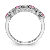 14k White Gold  1/2 carat Lab Grown Diamond VS/SI+ G+ and Lab Created Pink Sapphire Ring